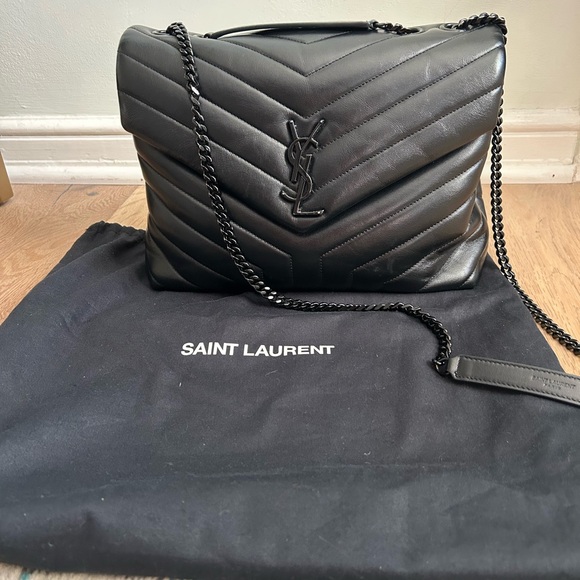 Saint Laurent Handbags - Saint Laurent Black Quilted Leather Shoulder Bag with Chain Strap